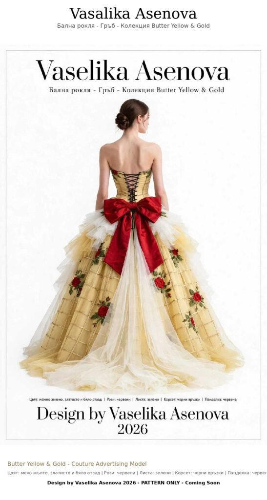 Ball Gown - Butter Yellow & Gold - ADVERTISING MODEL - First - Design by Vaselika Asenova 2026