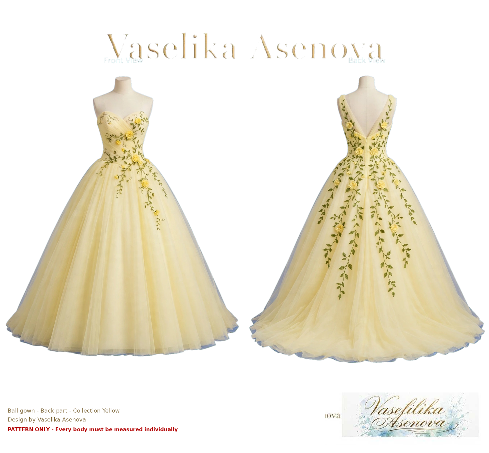Vaselika Asenova - Bruidsjurk - Butter Yellow & Gold - Ball Gown - Design 2026 - VA-BB-003