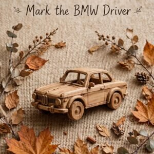 Mark the BMW Driver - Handmade Autumn Textile Wall Art